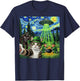 St Patricks Day Bigfoot Leprechaun Cat UFO Funny Scene T-Shirt - T-Shirt | Navy