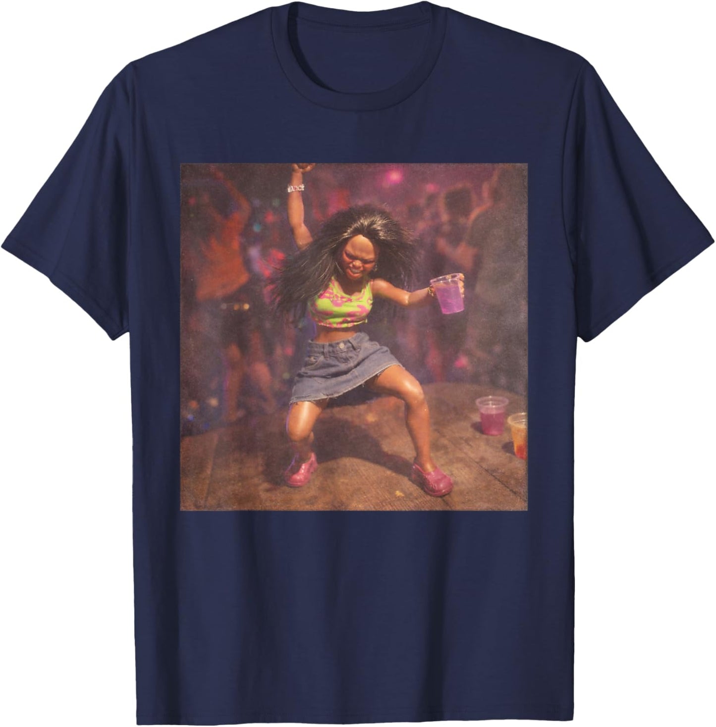 Funny Black Doll Party Meme T-Shirt - T-Shirt | Navy