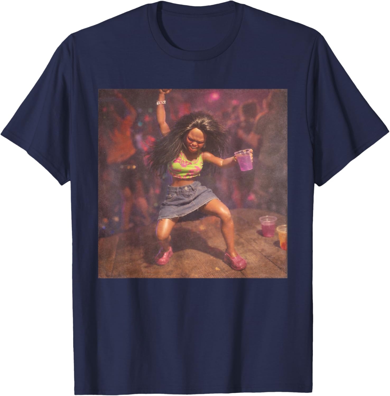 Funny Black Doll Party Meme T-Shirt - T-Shirt | Navy