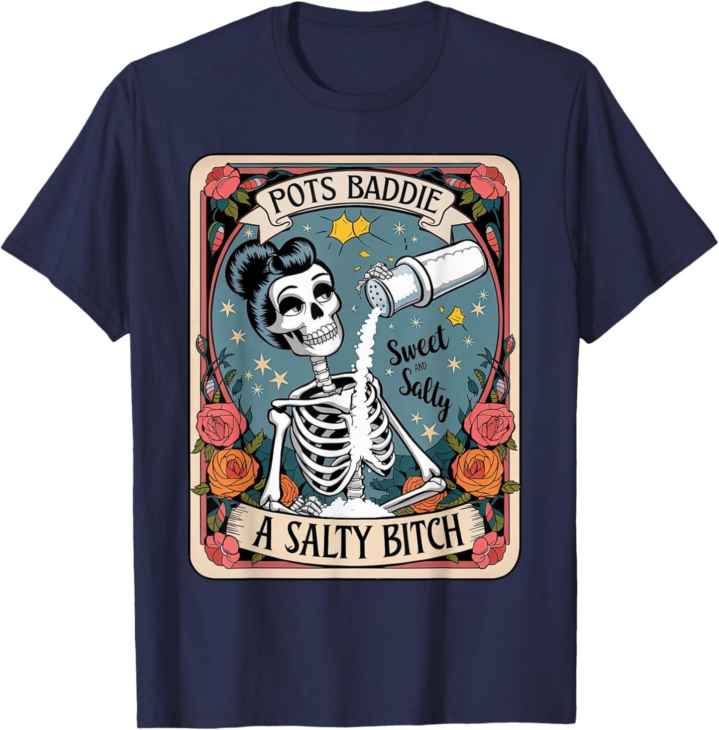 Funny POTS Awareness Tarot Card Skeleton Dysautonomia Humor T-Shirt - T-Shirt | Navy