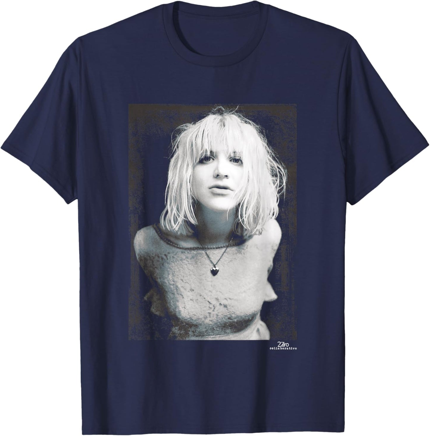 Hole Singer Courtney Love Portrait by Phil Nicholls T-Shirt - T-Shirt | Navy