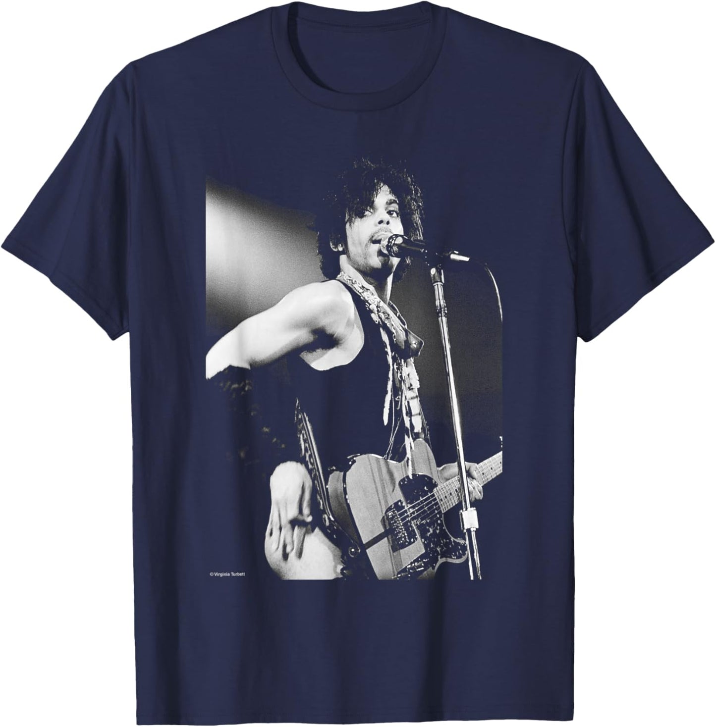Prince Amsterdam 1981 Purple Rain Guitar by Virginia Turbett T-Shirt - T-Shirt | Navy