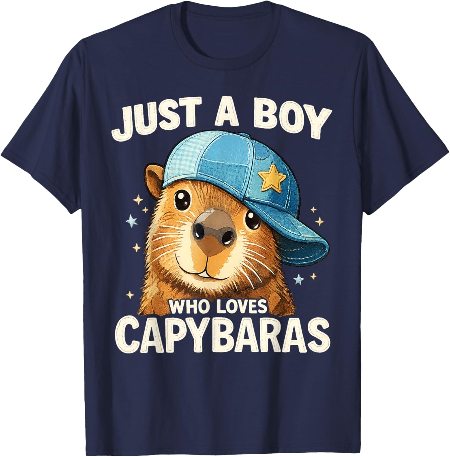 Just A Boy Who Loves Capybaras Funny Capybara Boys T-Shirt - T-Shirt | Navy
