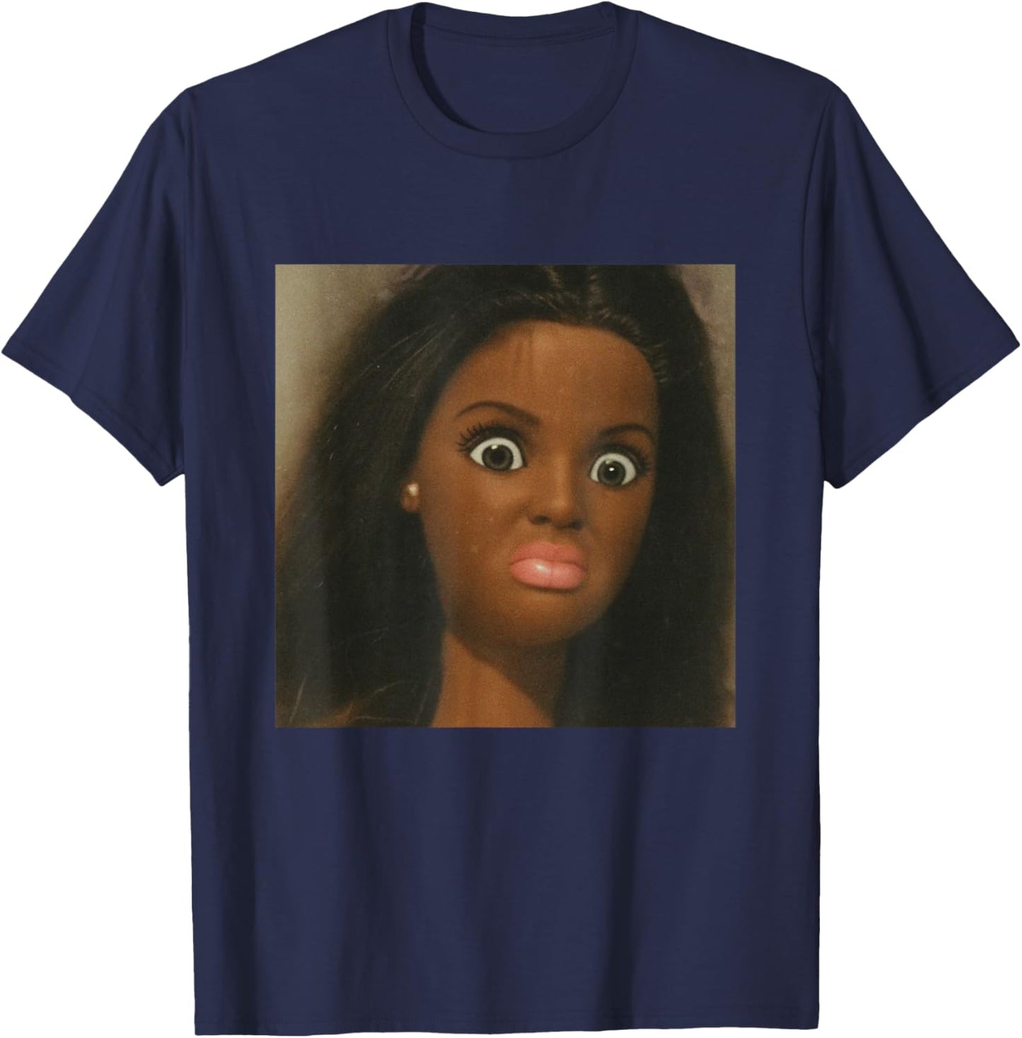 Funny African American Disgusted Black Doll Face Meme T-Shirt - T-Shirt | Navy