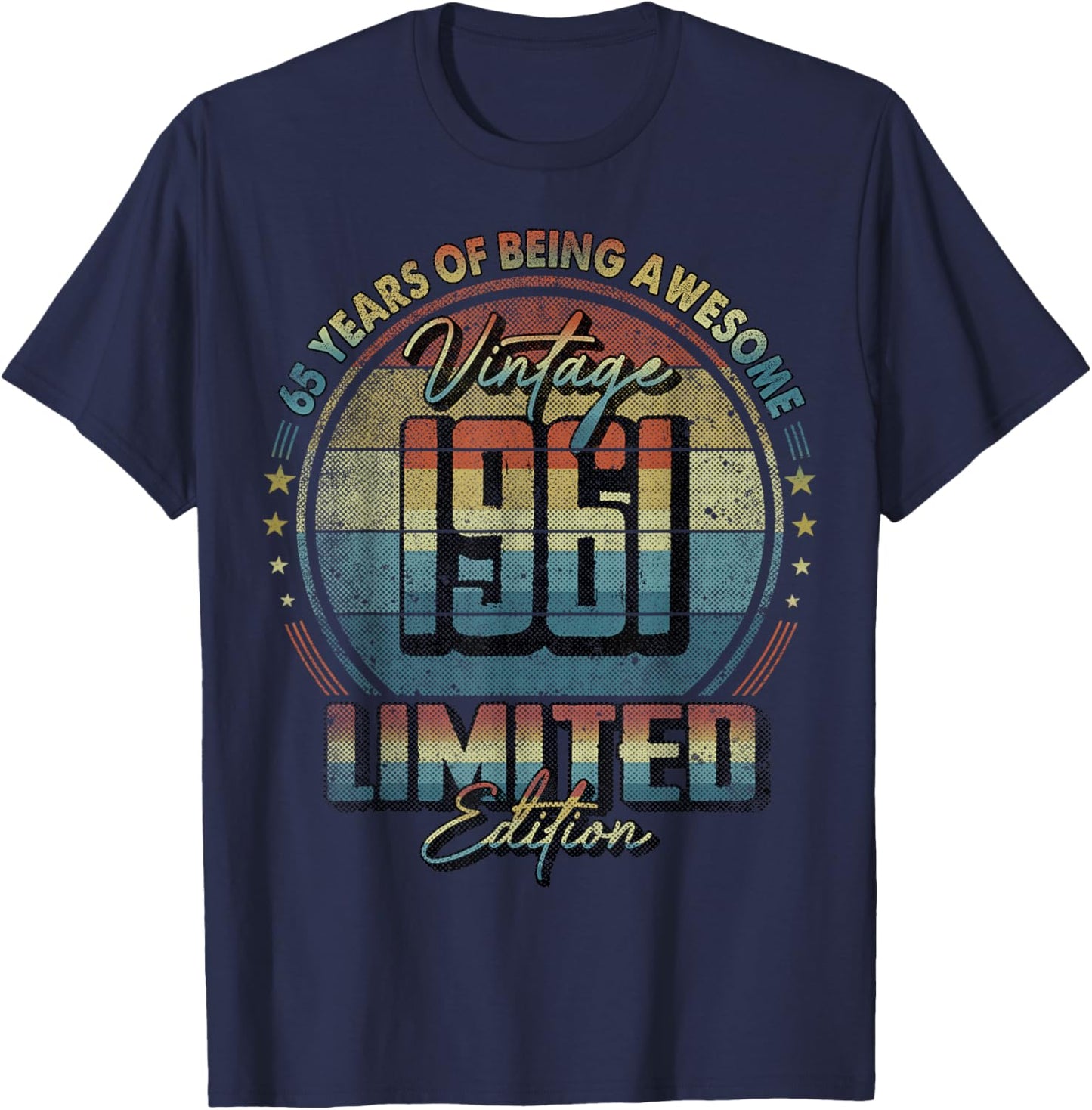 Vintage 1961 Limited Edition Shirt 65 Year Old 65th Birthday T-Shirt - T-Shirt | Navy