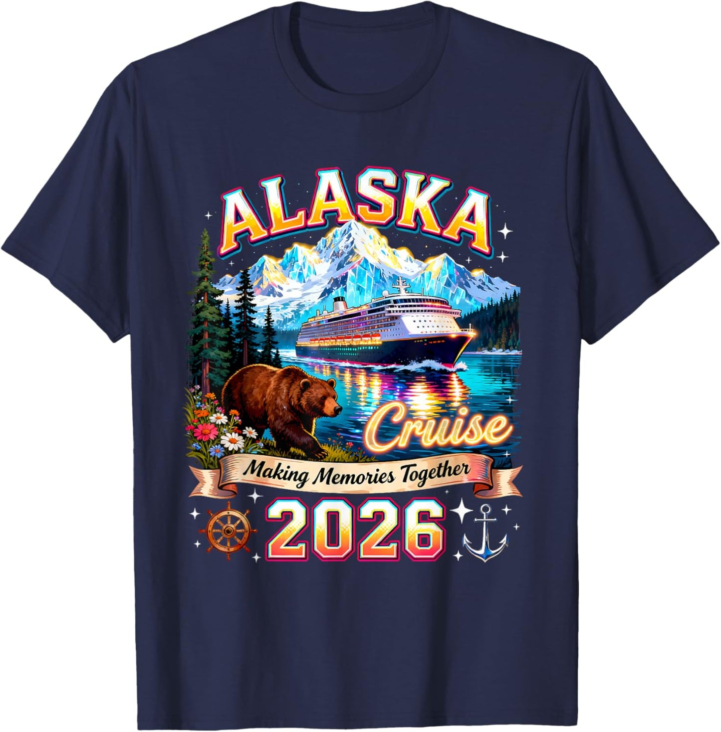 Alaska Cruise 2026 Family Vacation Matching Memories Gift T-Shirt - T-Shirt | Navy