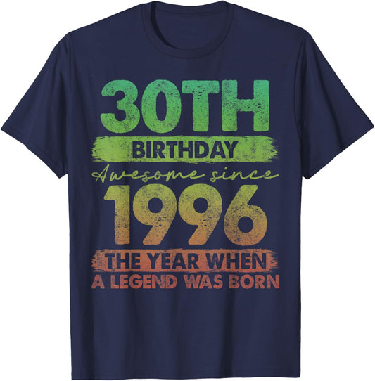 30 Year Old Gifts Vintage 1996 Limited Edition 30th Birthday T-Shirt - T-Shirt | Navy
