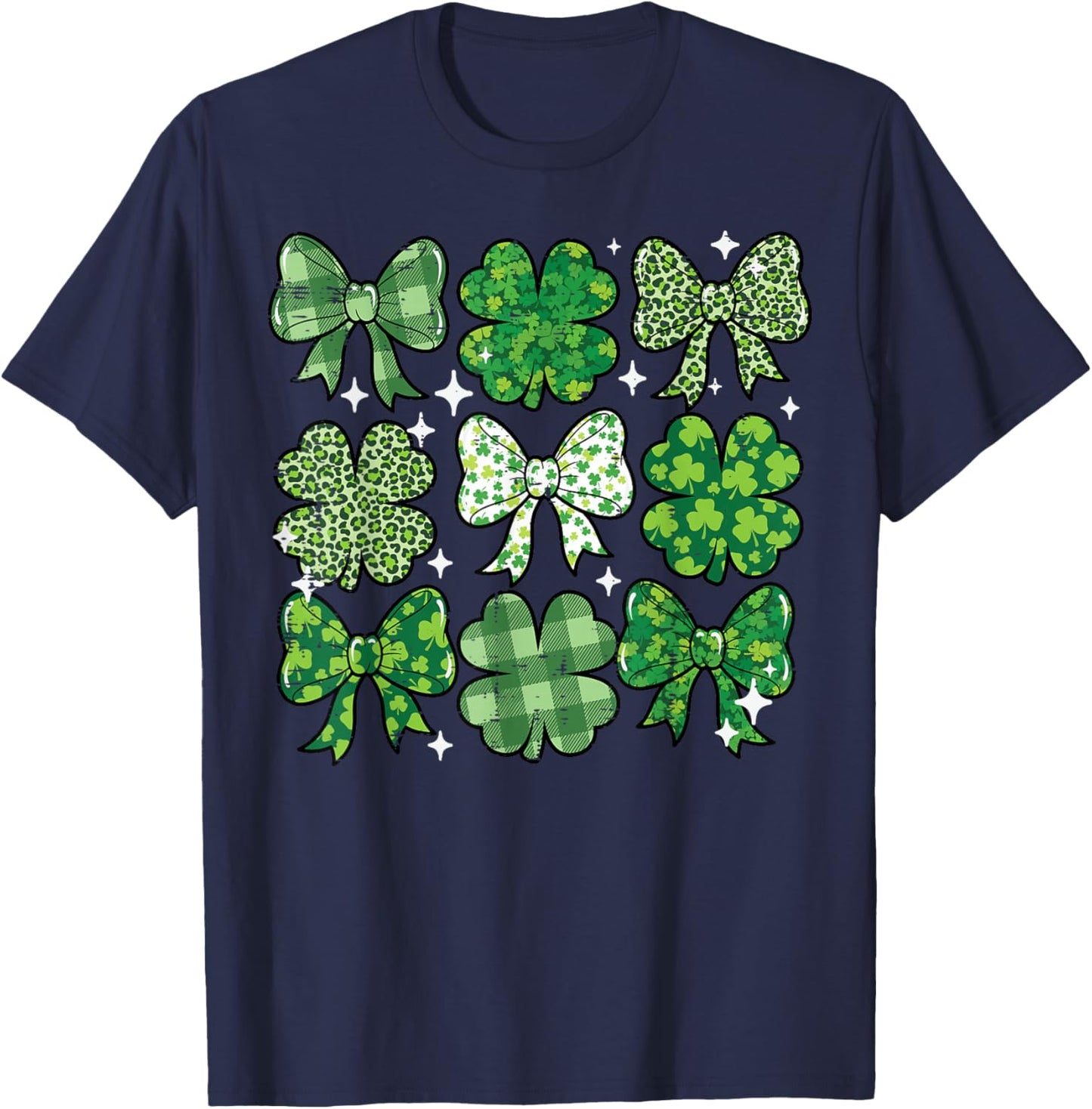 St Patricks Day Bow Coquette Saint Paddys Girls Kids Women T-Shirt - T-Shirt | Navy
