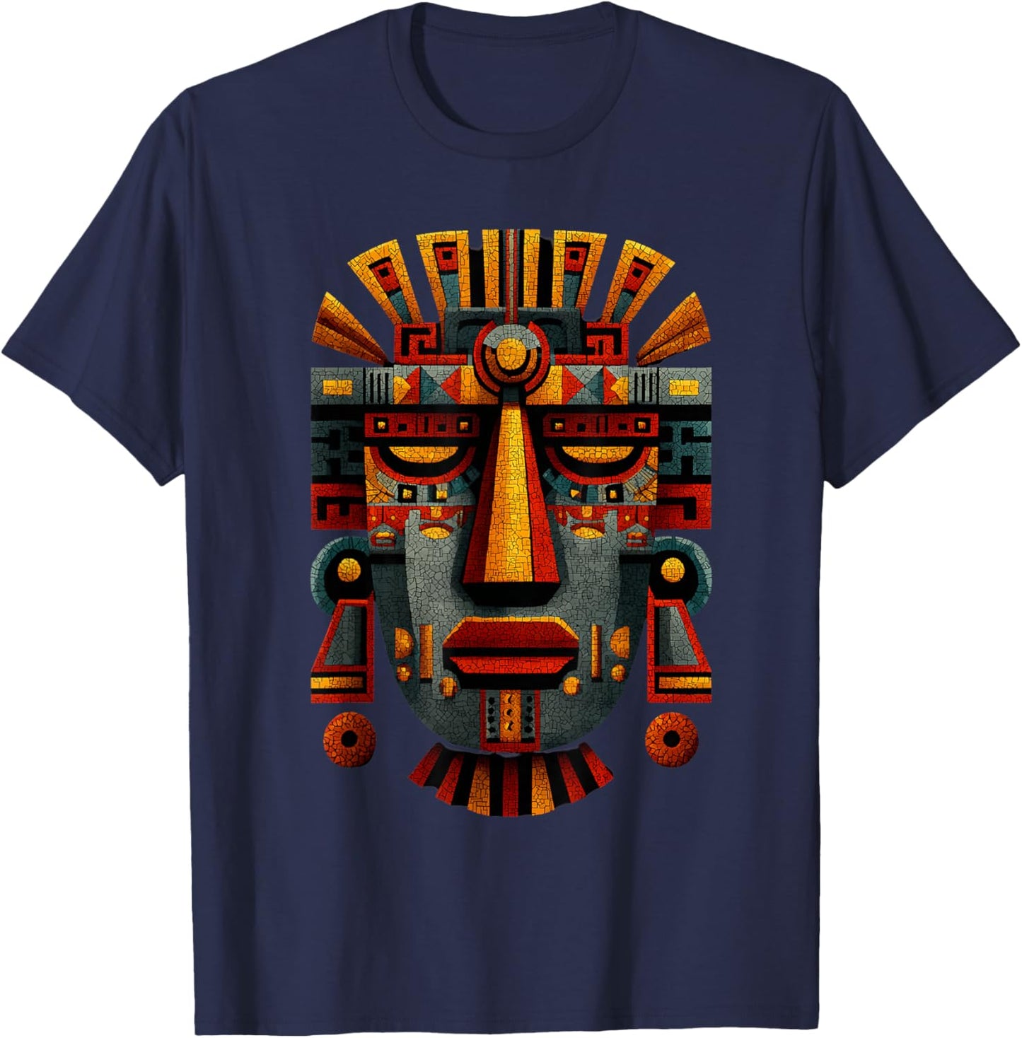 Aztec Toltec Inca Maya Mexican Feathered Mayan Indigenous T-Shirt - T-Shirt | Navy