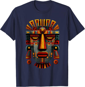 Aztec Toltec Inca Maya Mexican Feathered Mayan Indigenous T-Shirt - T-Shirt | Navy