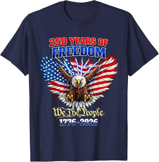 250 Years American 1776 2026 250th USA Birthday 4th of July T-Shirt - T-Shirt | Navy