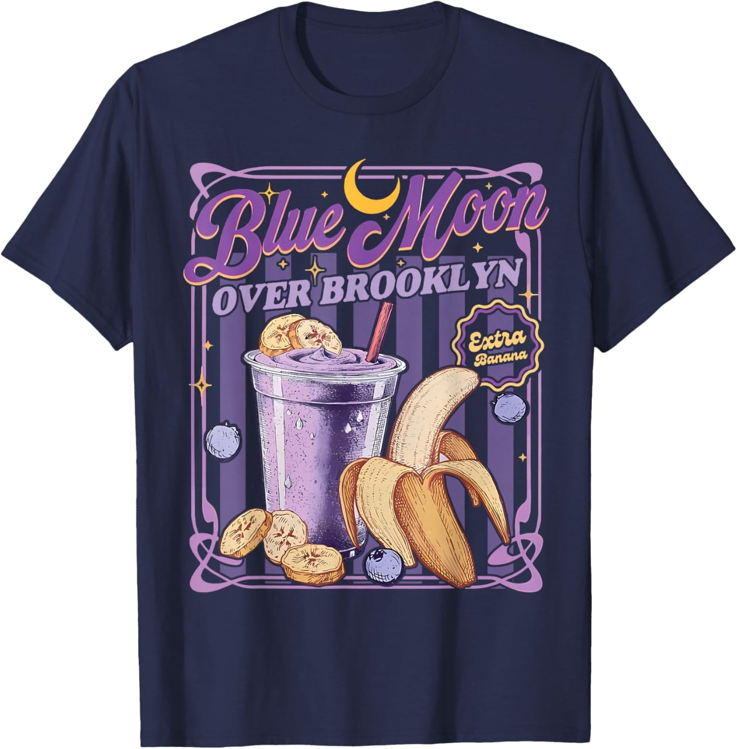 Blue Moon Over Brooklyn Extra Banana Lover Retro 80s T-Shirt - T-Shirt | Navy