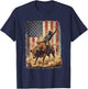 American Flag Rodeo USA Cowboy Bull Rider Western Men T-Shirt - T-Shirt | Navy