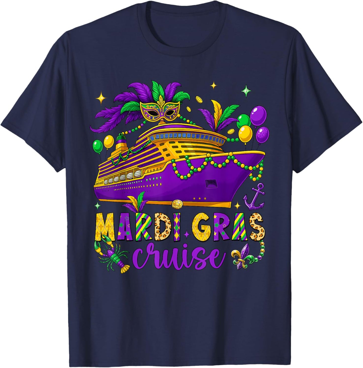 Mardi Gras Cruise Crew 2026 Trip New Orleans Family Matching T-Shirt - T-Shirt | Navy