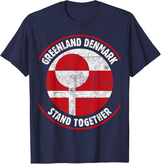 Greenland Denmark Flag United Stand Together Support Freedom T-Shirt - T-Shirt | Navy