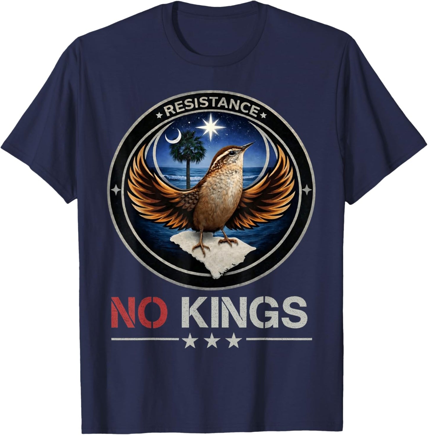 South Carolina SC Rebel Bird Alliance Resistance No Kings T-Shirt - T-Shirt | Navy