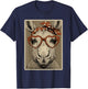 Valentines Moose in Hearts Glasses Romantic Animal Coquette T-Shirt - T-Shirt | Navy