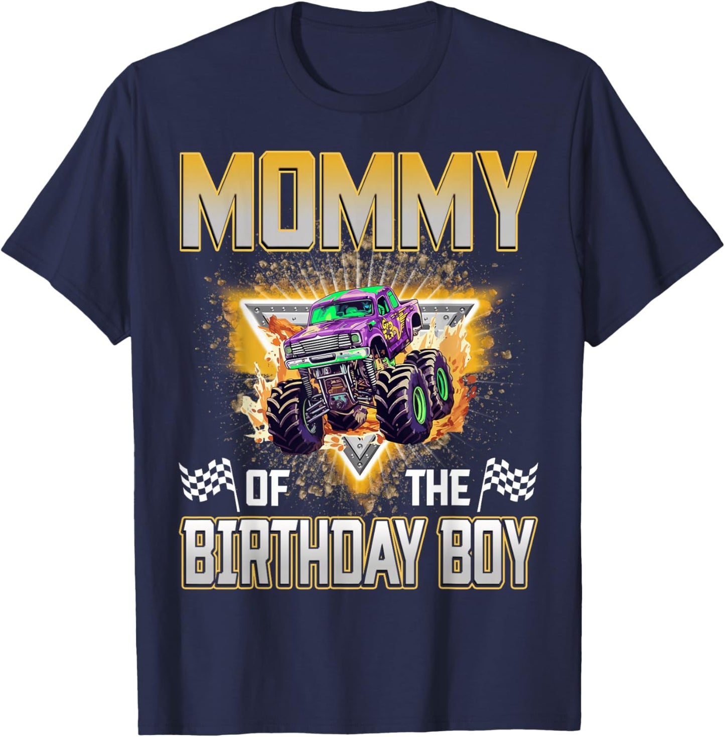 Mommy of The Birthday Boy Monster Truck Birthday Family T-Shirt - T-Shirt | Navy