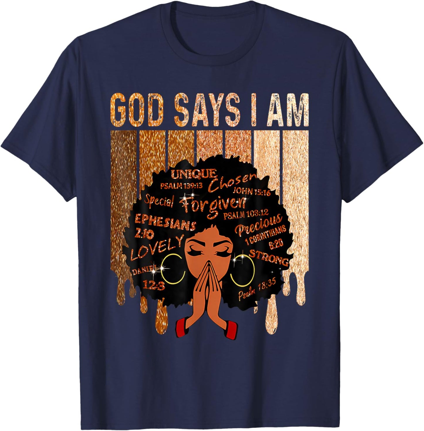 Black Girl Queen God Says I Am Melanin History Month T-Shirt - T-Shirt | Navy