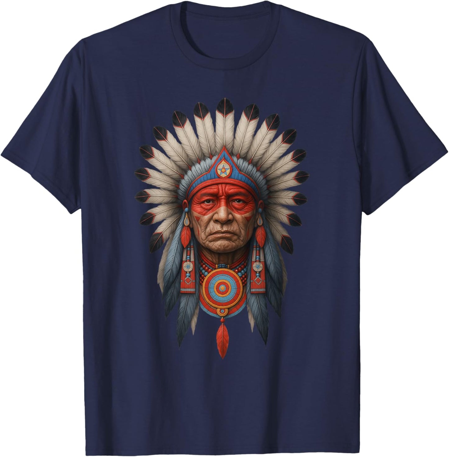 Native American Navajo Headdress Chief T-Shirt - T-Shirt | Navy