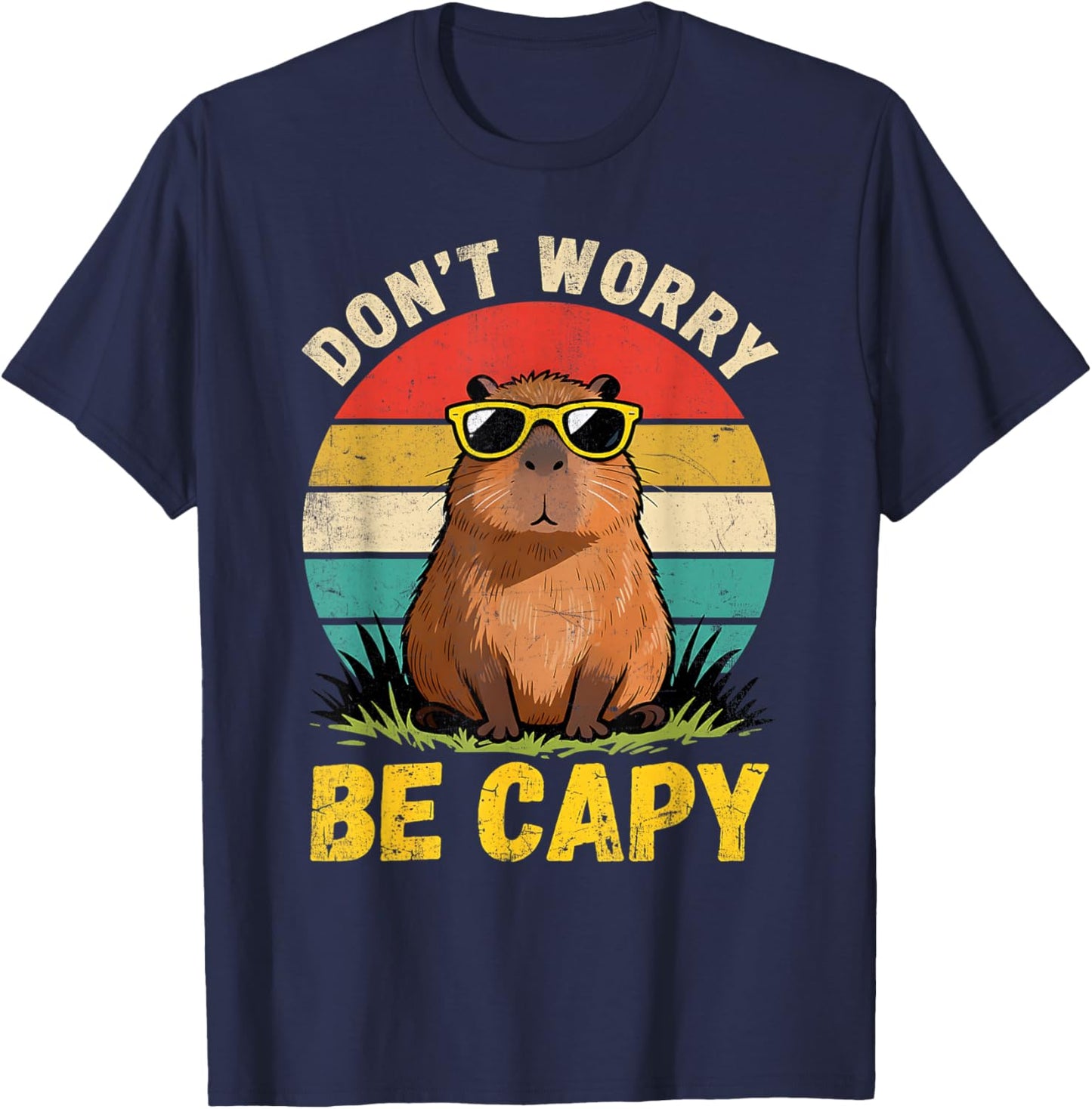 Toddler Don't Worry Be Capy Cute Capybara Birthday Kids T-Shirt - T-Shirt | Navy