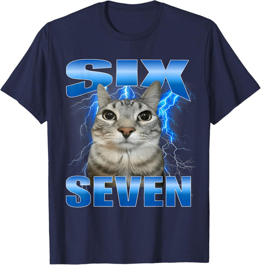 Six Seven Cat Bootleg T-Shirt - T-Shirt | Navy