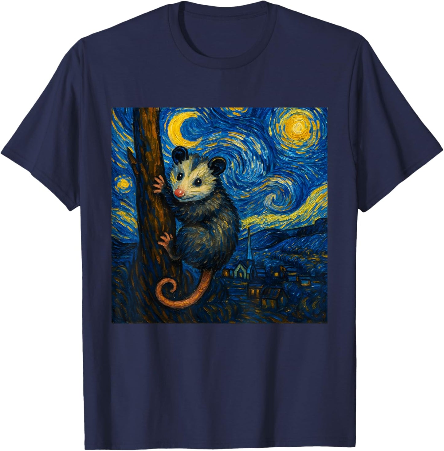 Opossum Van Gogh Starry Night T-Shirt - T-Shirt | Navy