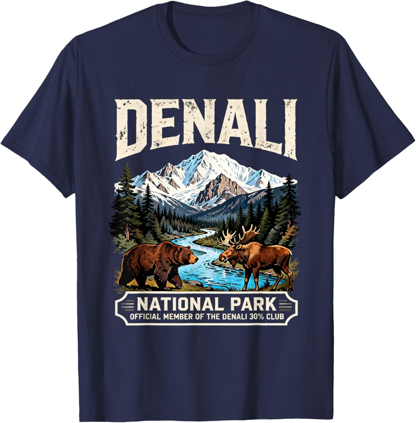 Denali National Park Bear Moose Wildlife Quote T-Shirt - T-Shirt | Navy
