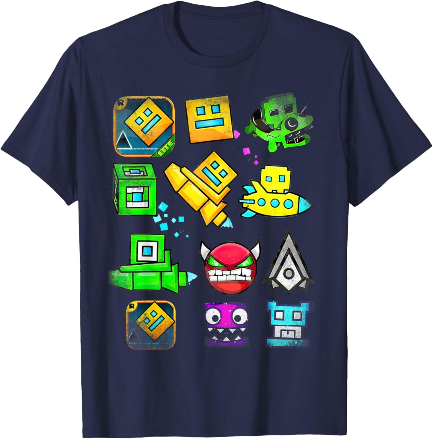 Video Game Geometry Video Gamer Lover Dash T-Shirt - T-Shirt | Navy