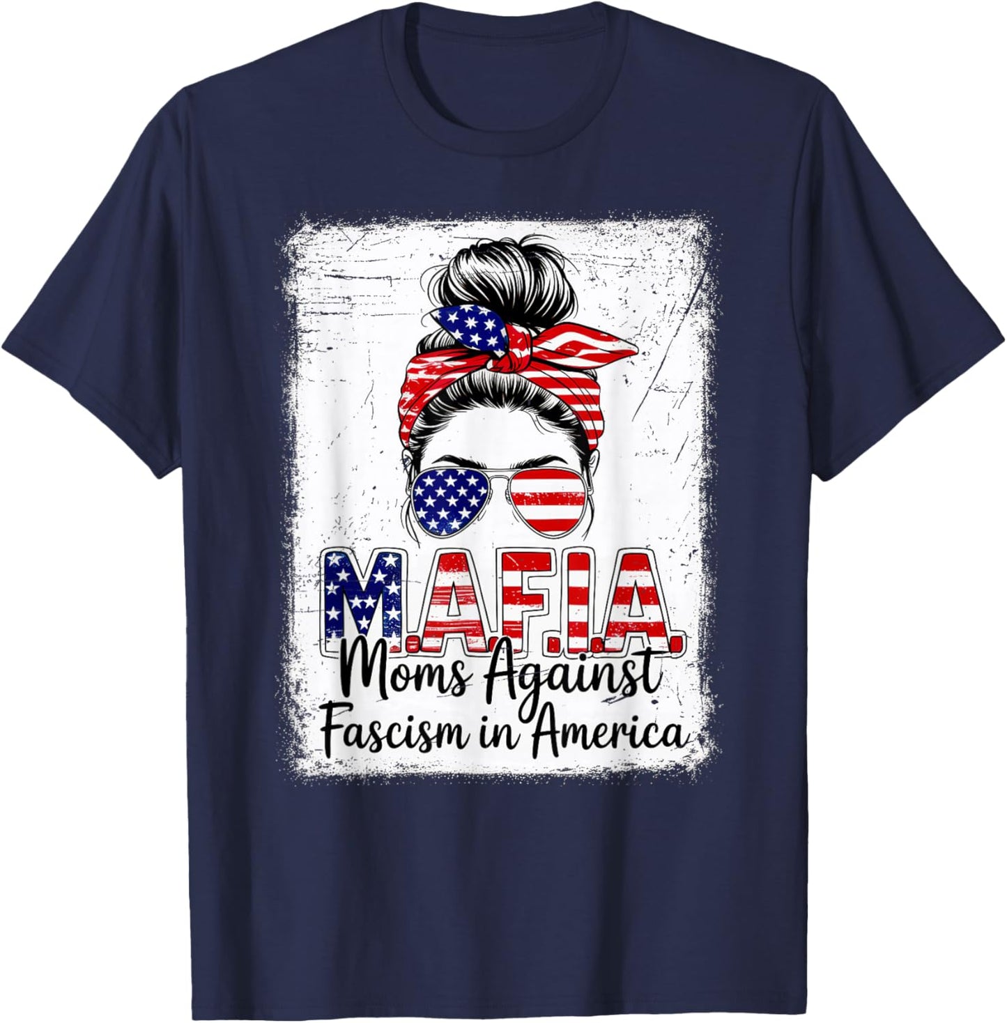 Moms Against Fascism in America Patriotic Graphic T-Shirt - T-Shirt | Navy