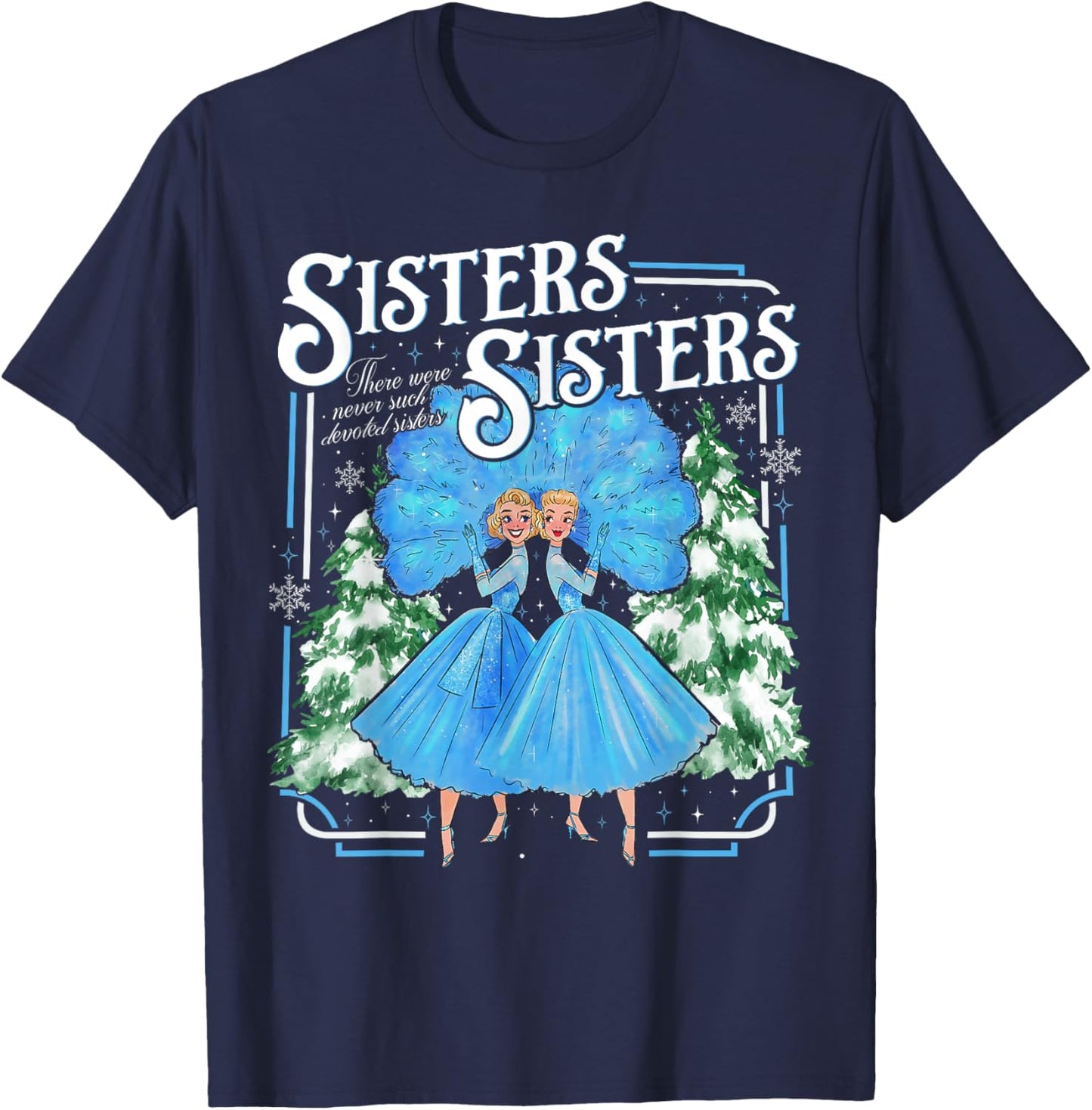 Sisters White Xmas Merry Christmas Snowflake Pajamas Holiday T-Shirt - T-Shirt | Navy