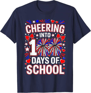 100 Days of School Cheerleader Patriotic USA Cheerleading T-Shirt - T-Shirt | Navy