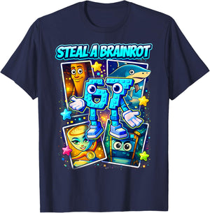 Funny 67 Steal A Brainrot 6 7 Birthday Boy Gift Kid Boys T-Shirt - T-Shirt | Navy