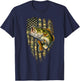 Vintage Fishermen Camo American Flag Bass Fish Fishing T-Shirt - T-Shirt | Navy