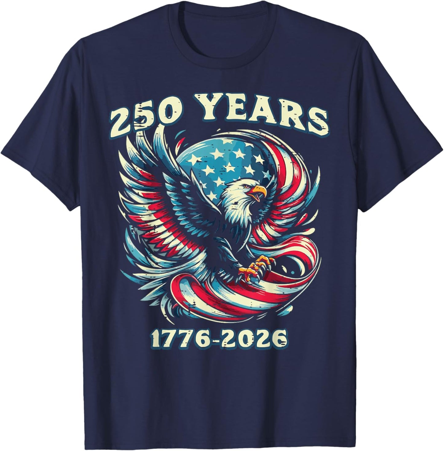 250 Years American Flag 1776 2026 250th Anniversary USA Men T-Shirt - T-Shirt | Navy