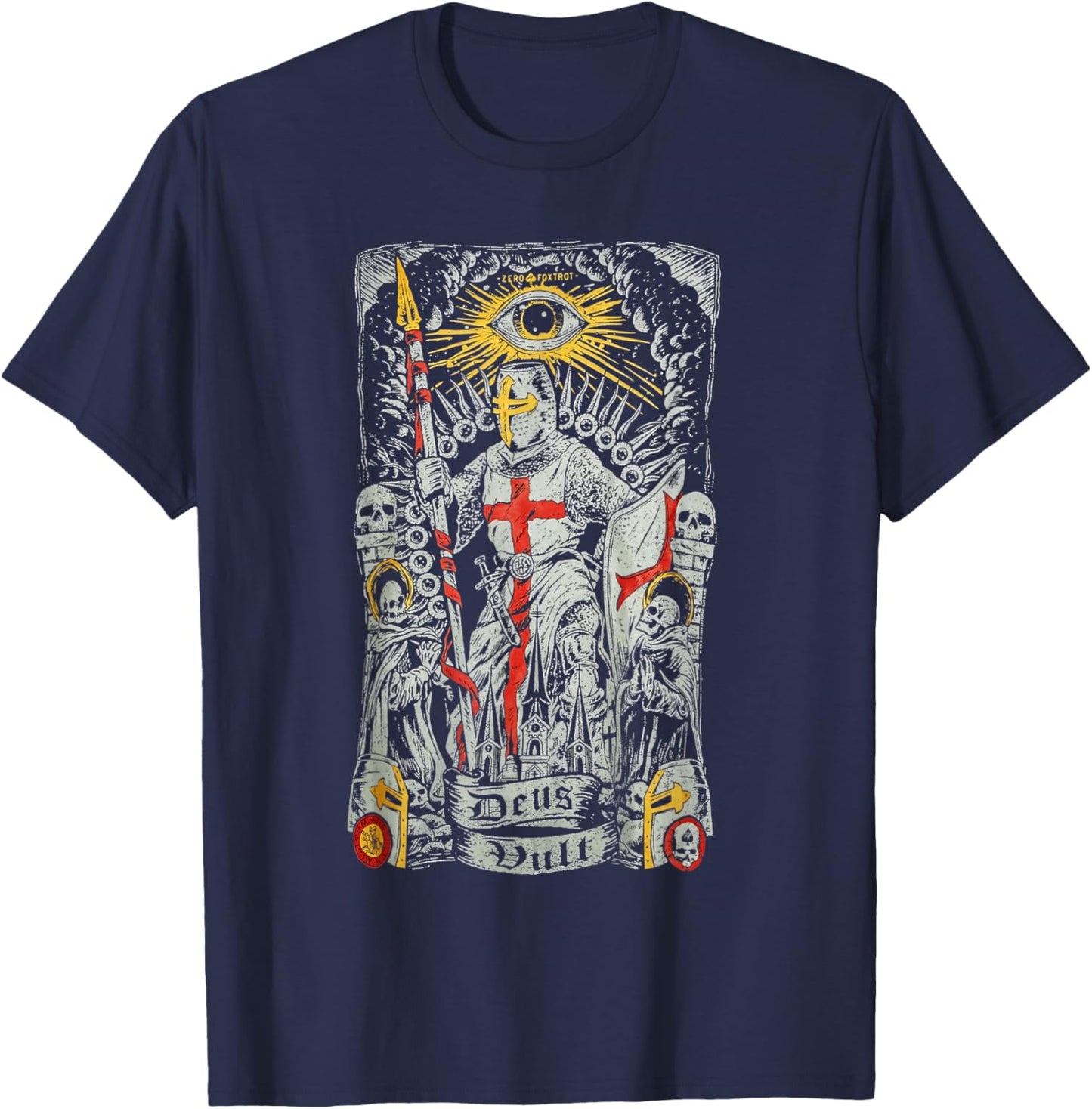 Deus Vult Knights Templar Crusades T-Shirt - T-Shirt | Navy
