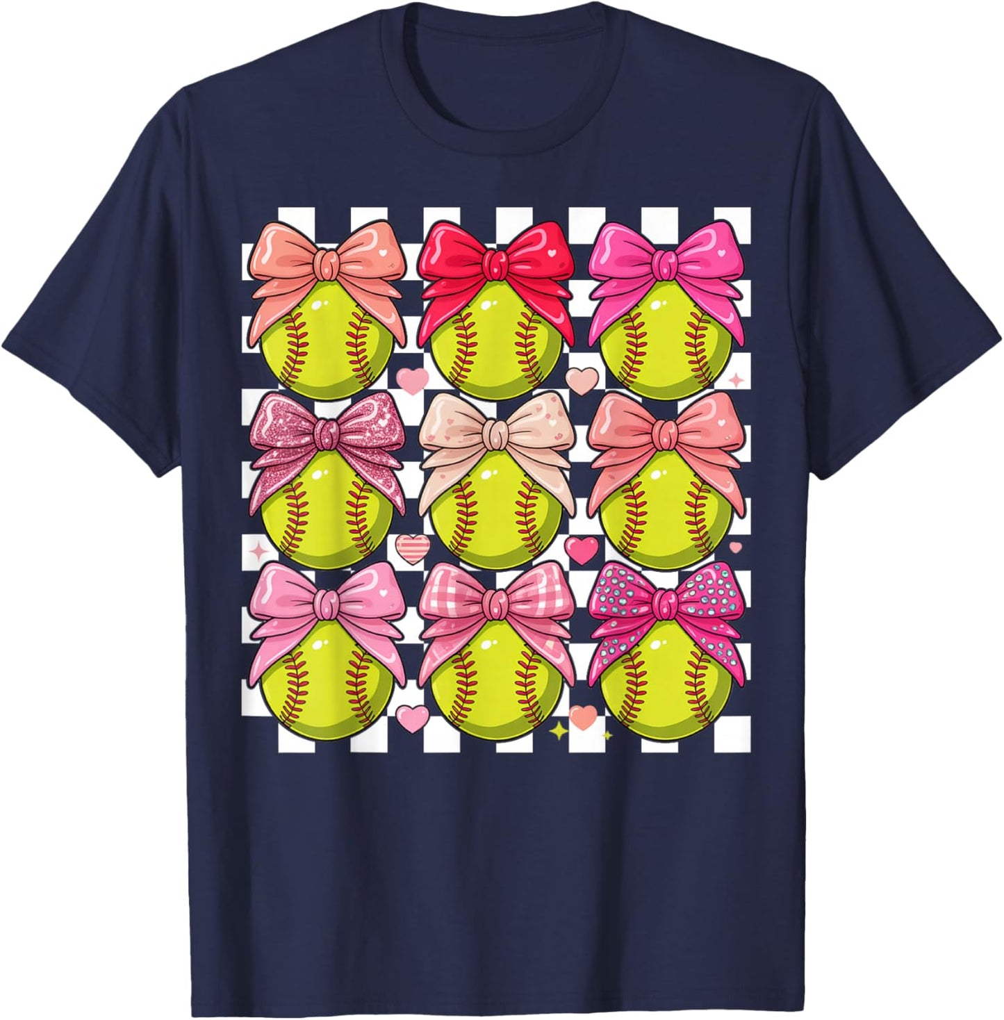Girls Softball Pink Coquette Bow Softball Vibes Toddler T-Shirt - T-Shirt | Navy
