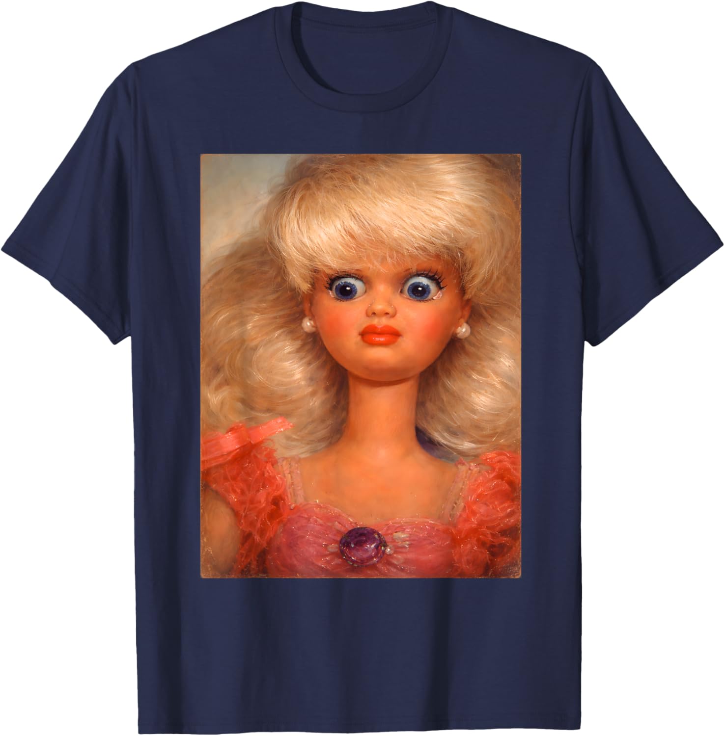Distressed Doll Face Meme T-Shirt - T-Shirt | Navy