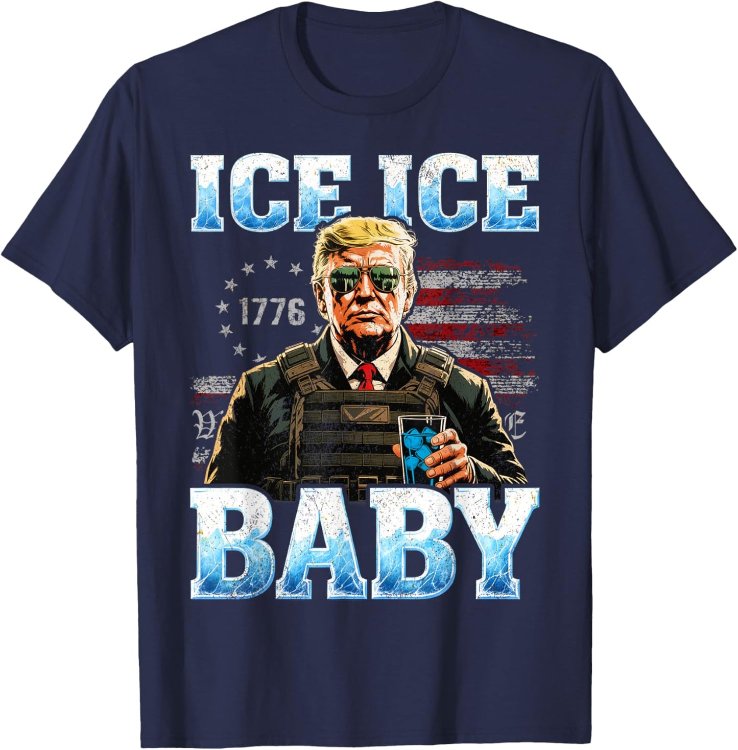 Vintage Ice Baby Funny Trump T-Shirt - T-Shirt | Navy