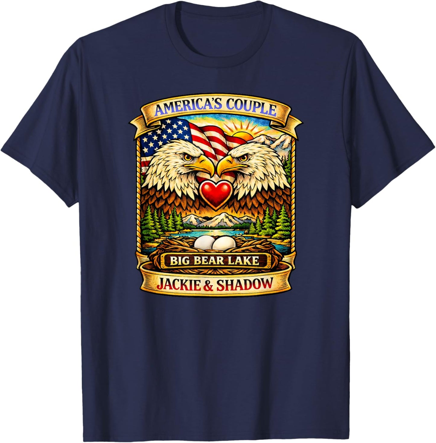 Jackie Shadow Eagle Big Bear Lake California America USA T-Shirt - T-Shirt | Navy