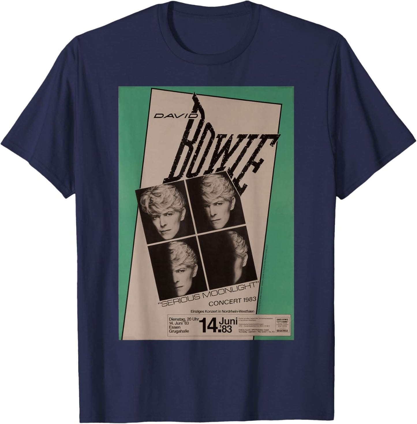 Official David Bowie Serious Moonlight Tour Essen Germany T-Shirt - T-Shirt | Navy