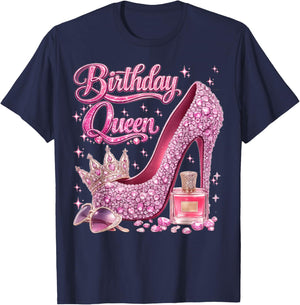 Birthday Queen Happy Birthday Party Girls Women T-Shirt - T-Shirt | Navy