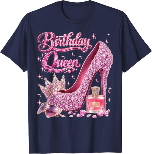 Birthday Queen Happy Birthday Party Girls Women T-Shirt - T-Shirt | Navy