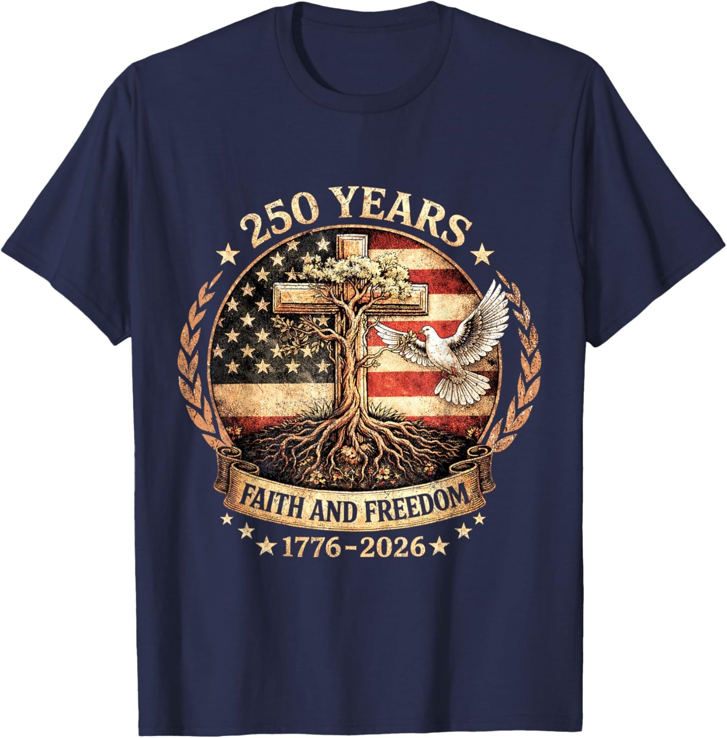 250 Years American 1776 2026 250th USA Birthday 4th of July T-Shirt - T-Shirt | Navy