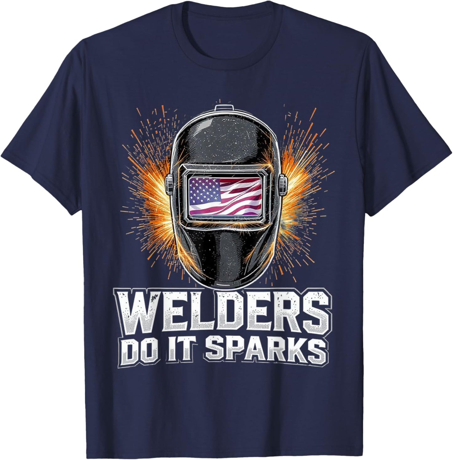 US Flag Welding Helmet Mig Tig Stick Welder Humor T-Shirt - T-Shirt | Navy