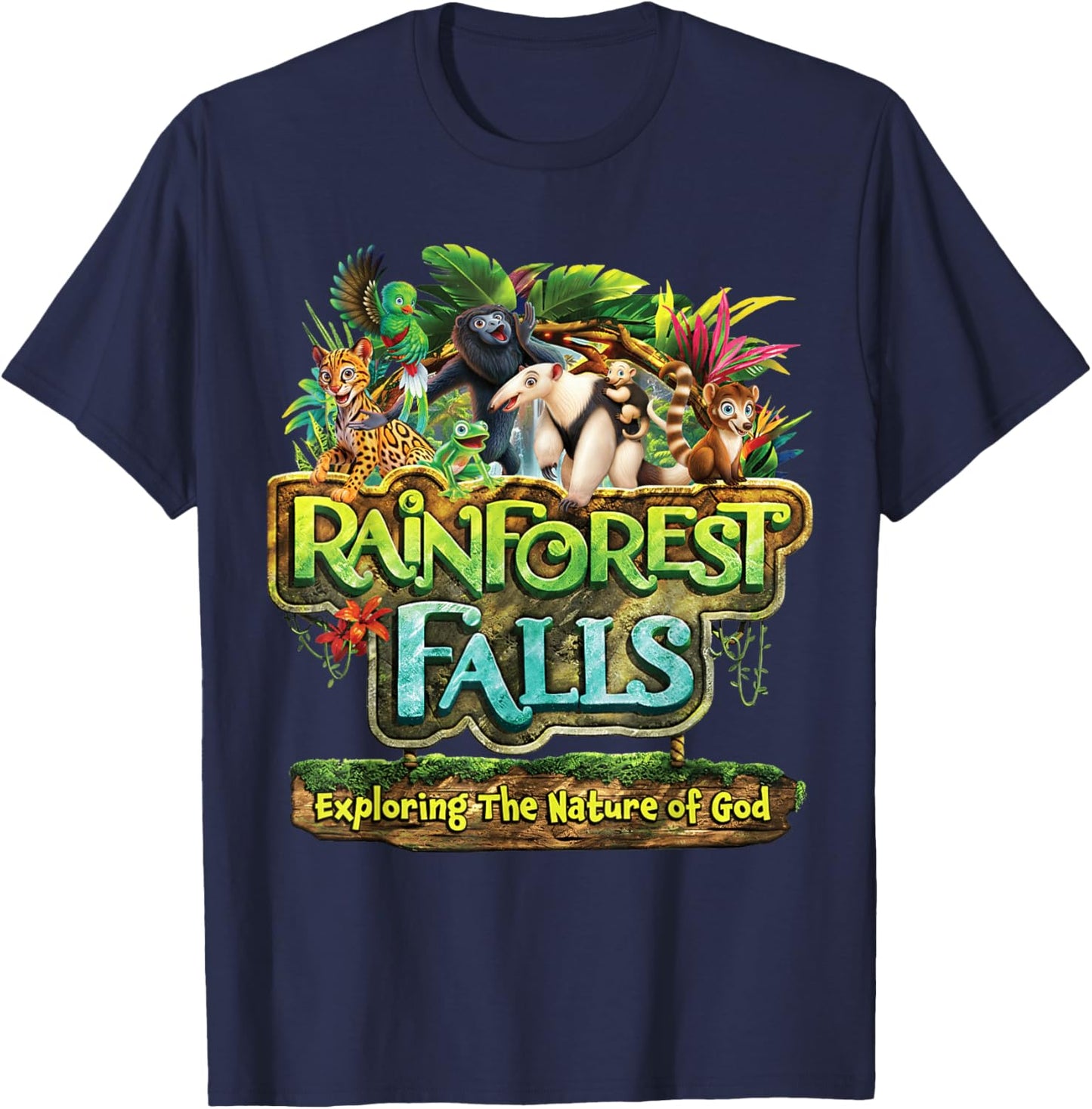 Rainforest Falls Exploring The Nature of God VBS 2026 T-Shirt - T-Shirt | Navy