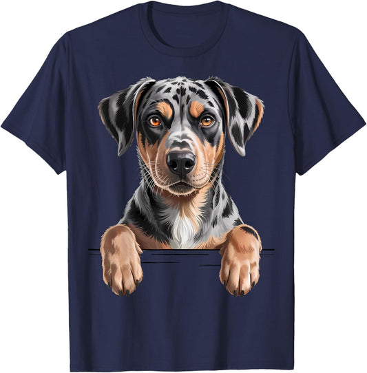 Catahoula Leopard Dog Cute Funny Peeking Puppy T-Shirt - T-Shirt | Navy