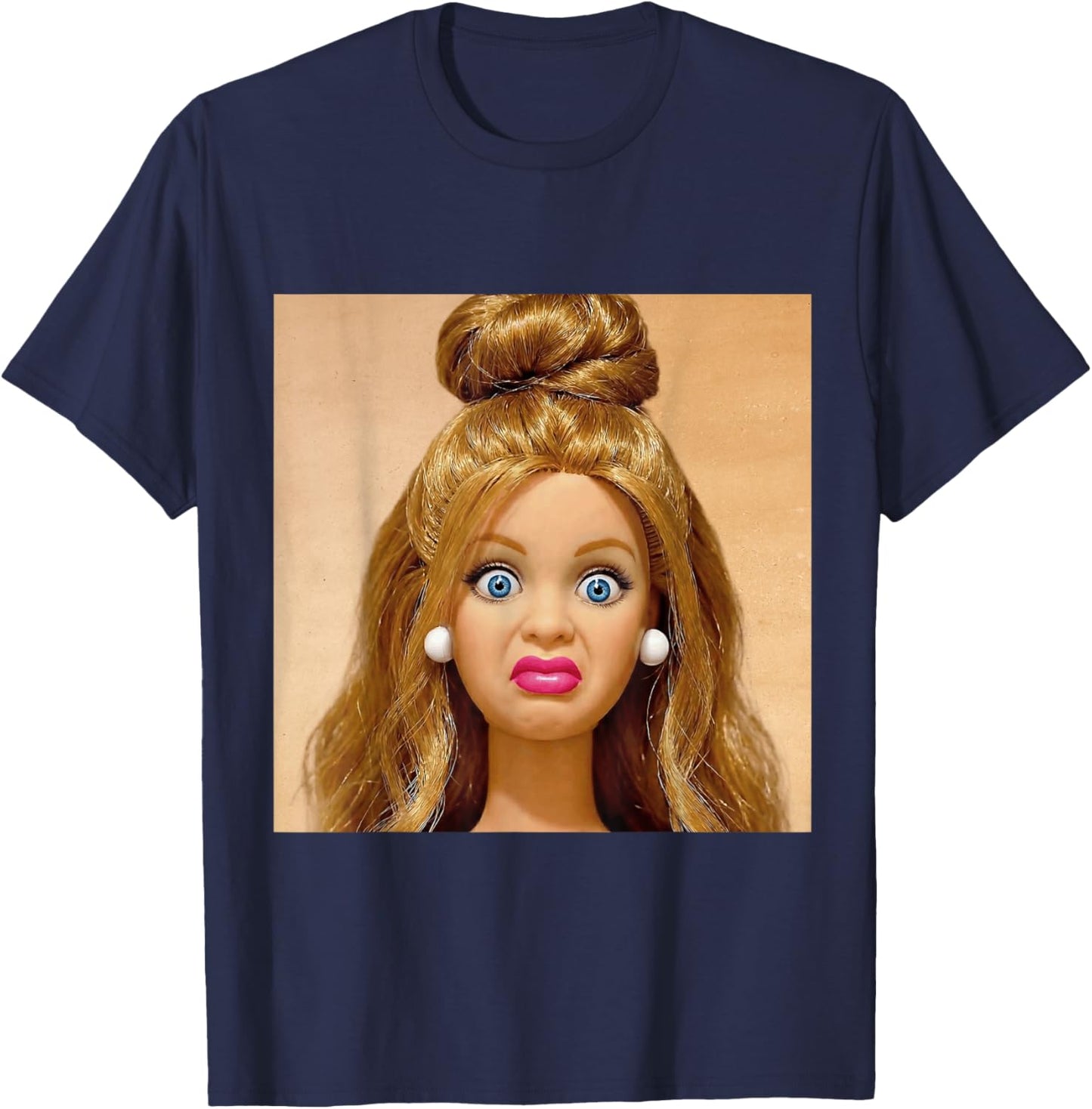 Funny Disgusting Doll Face Meme T-Shirt - T-Shirt | Navy