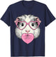 Cute Guinea Pig Blowing Pink Valentine Heart Bubble Gum T-Shirt - T-Shirt | Navy