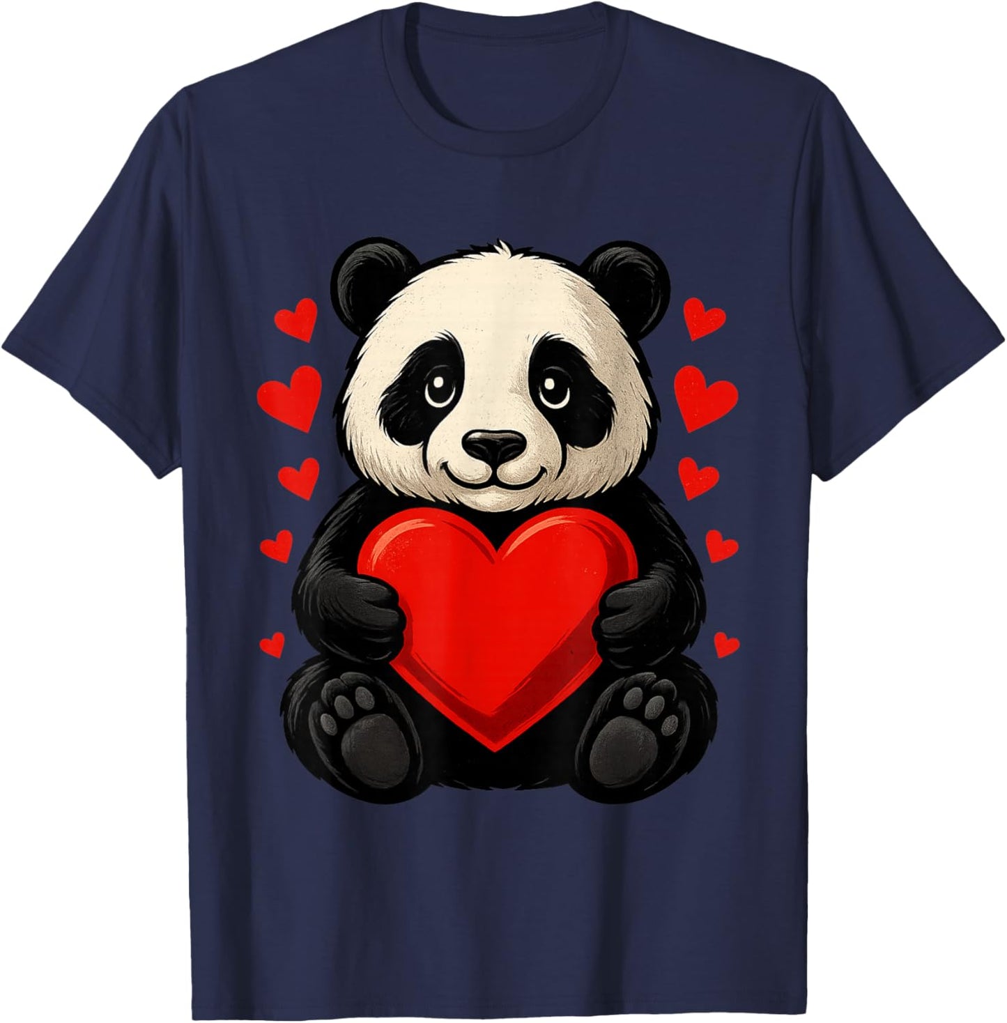 Panda Heart Valentines Day Boys Girls Women Men Bear Lover T-Shirt - T-Shirt | Navy